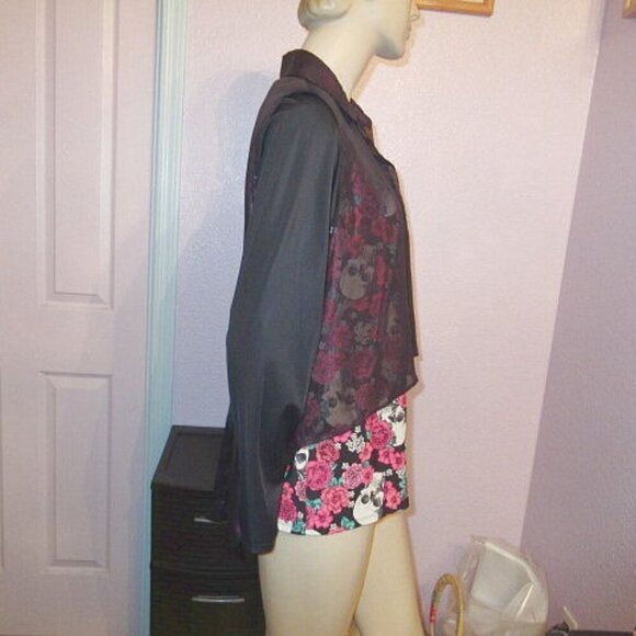 Vtg Y2K Lip Service Blacklist Sheer Mesh Top Size L Baddie Goth Grunge Witchy - Picture 6 of 12